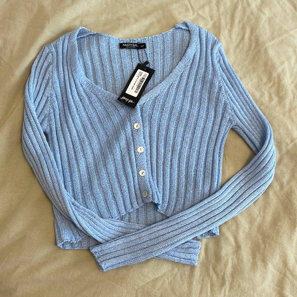 NWT blue cropped cardigan